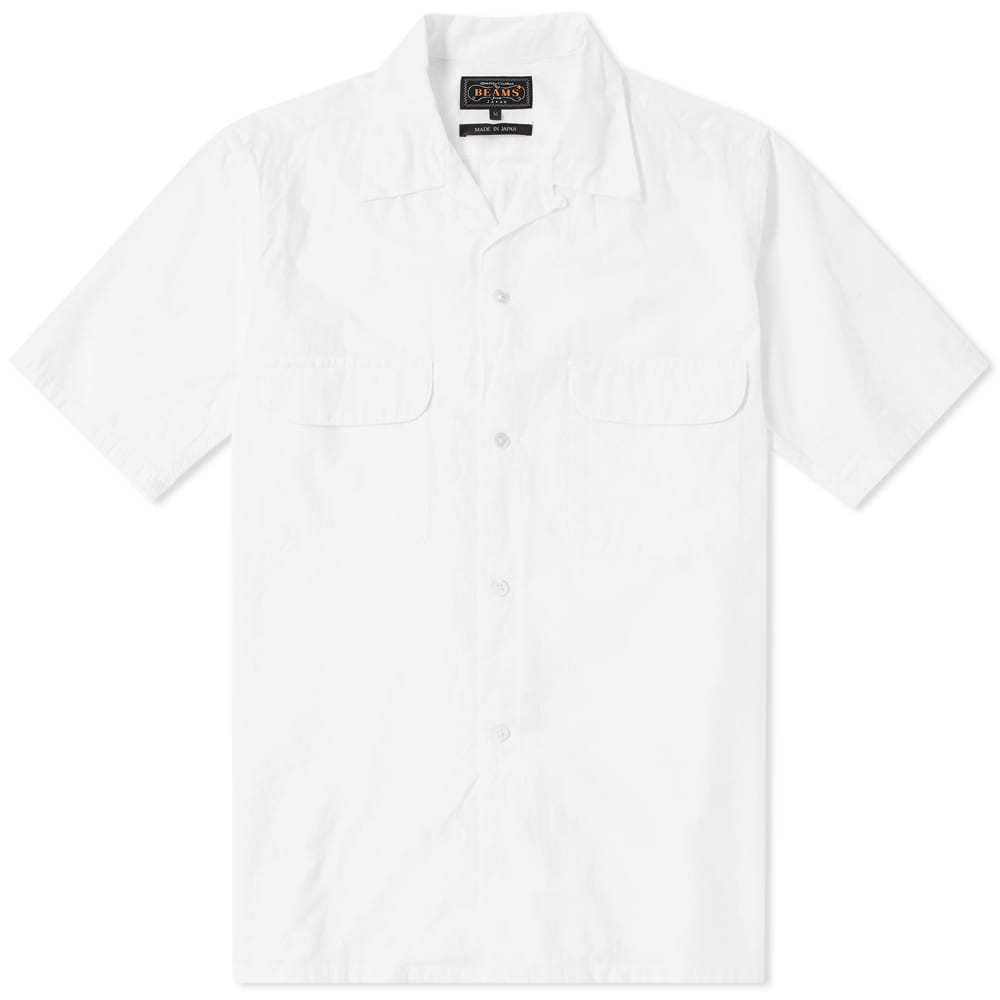 Beams Plus Short Sleeve Open Collar Shirt White Beams Plus