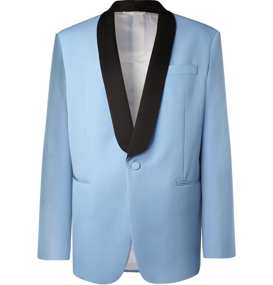 CALVIN KLEIN 205W39NYC - Light-Blue Oversized Satin-Trimmed Wool Tuxedo  Jacket - Men - Light blue Calvin Klein 205W39NYC