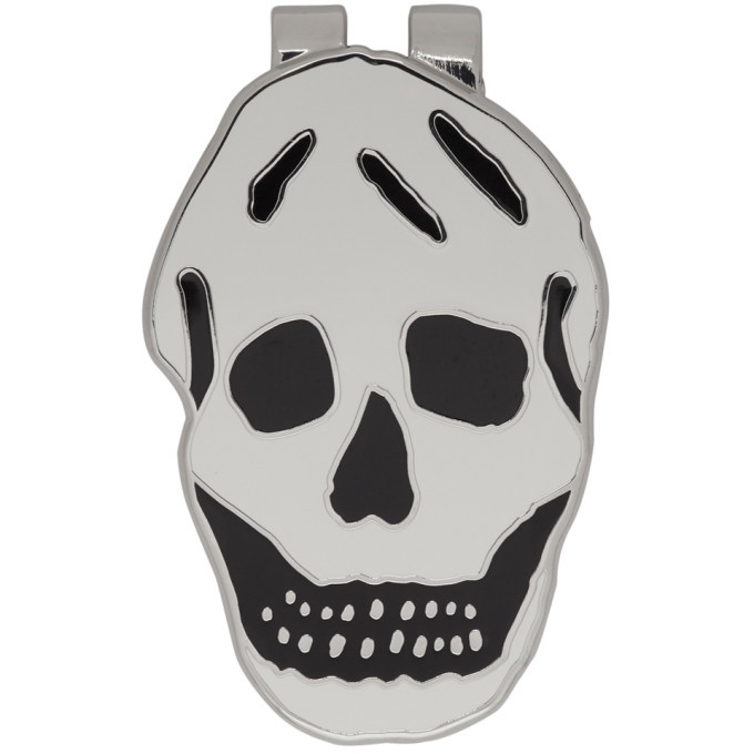 Alexander McQueen Black and White Skull Money Clip Alexander McQueen