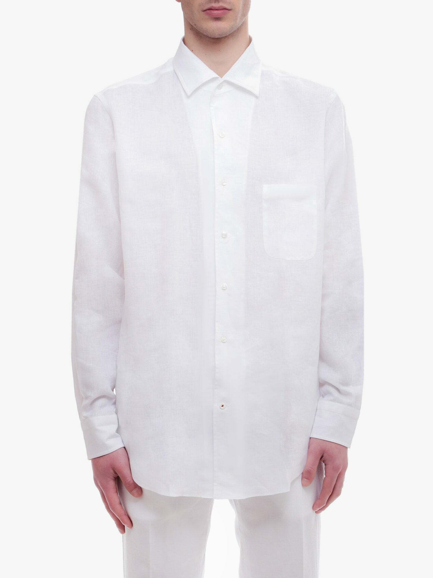 LORO PIANA Size L White & Blue Window Pane Cotton Button Down Long Sleeve Shirt main image 1