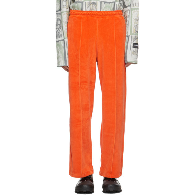 orange velour pants