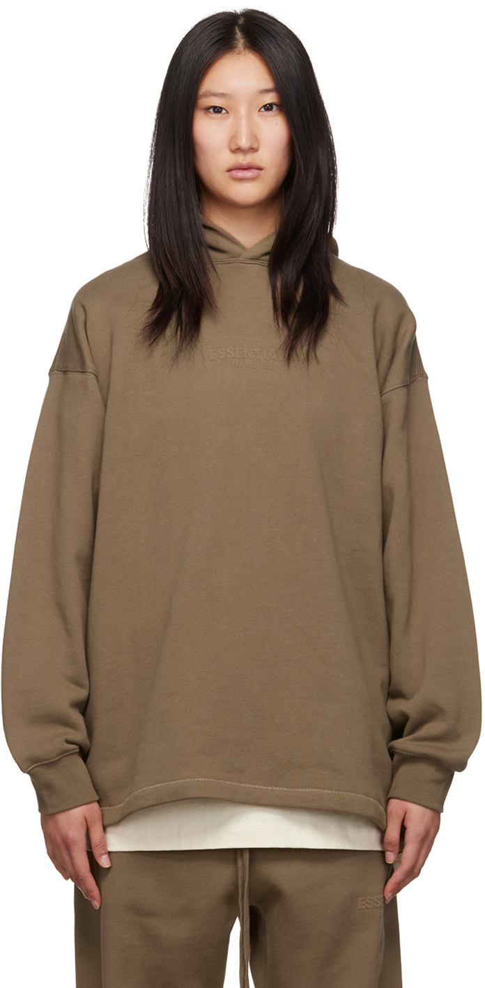 essentials brown hoodie ssense