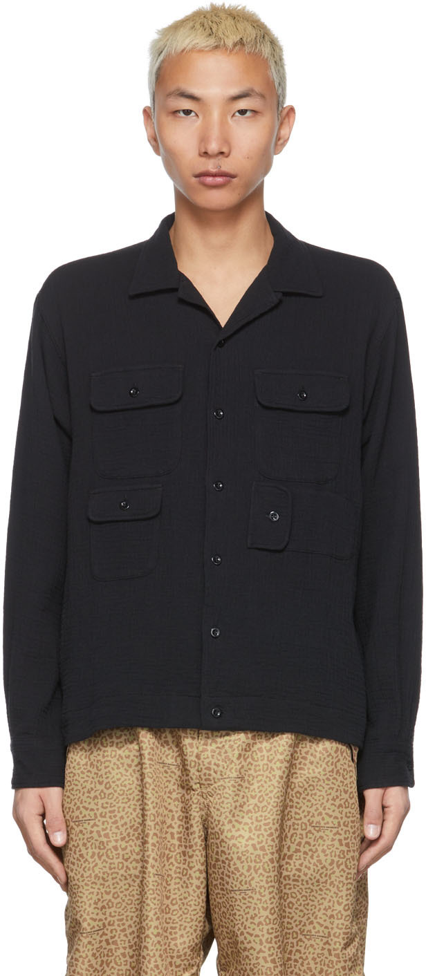 Engineered Garments Black Cotton Crepe Bowling Shirt Engineered Garments