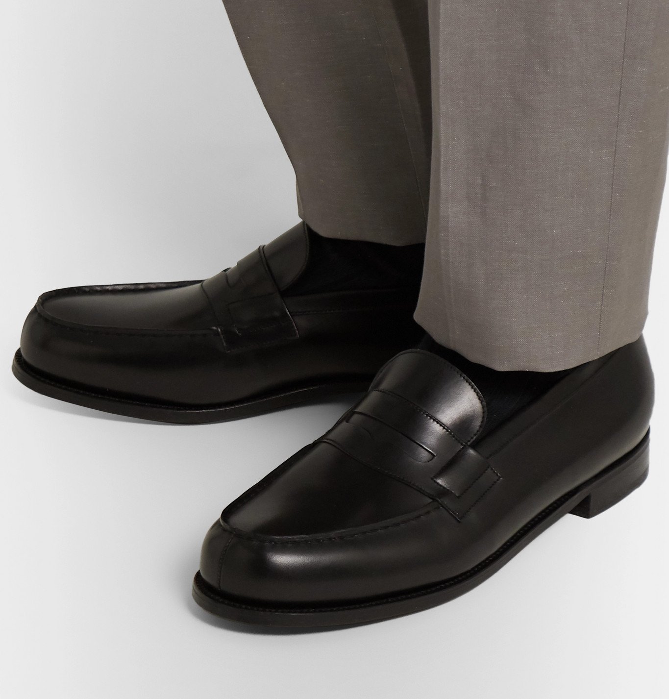 J M Weston 180 Moccasin Leather Loafers Black J M Weston