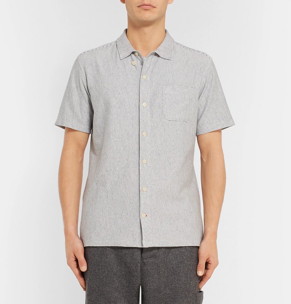 Oliver Spencer - Striped Cotton-Jersey Shirt - Men - Navy