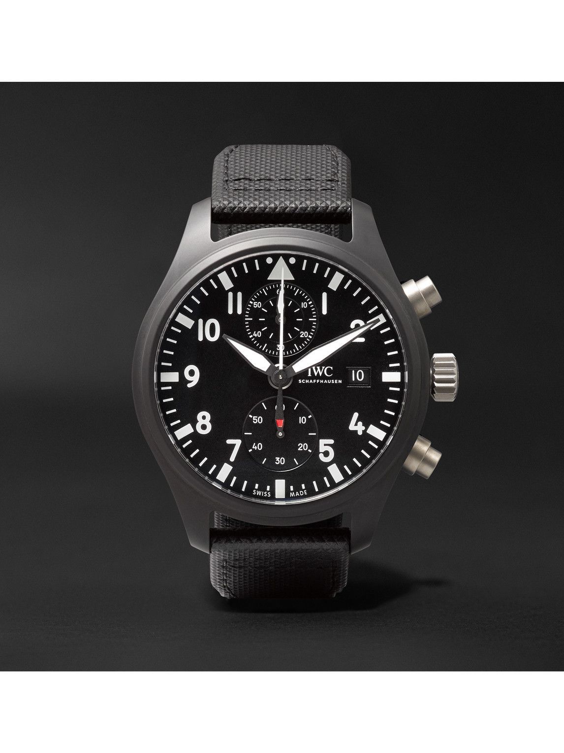 Photo: IWC Schaffhausen - Pilot's TOP GUN Automatic Chronograph 44mm Ceramic and Leather Watch, Ref. No. IW389001