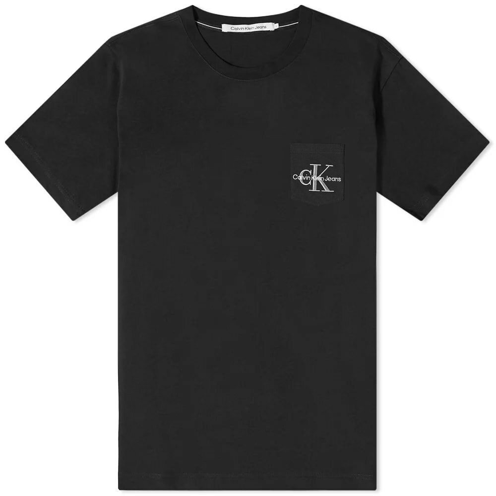 Calvin Klein Mens Monogram Logo Pocket T Shirt In Black Calvin Klein