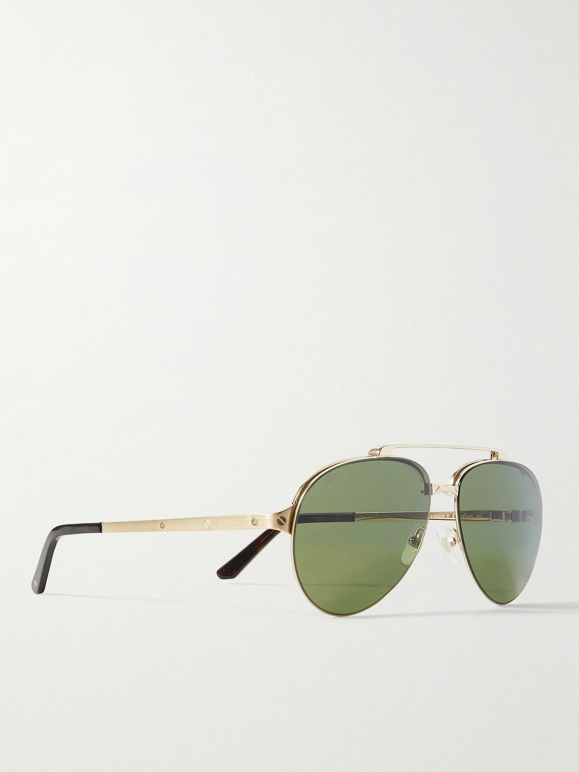 Cartier Eyewear - Santos Evolution Aviator-Style Gold-Tone Sunglasses ...