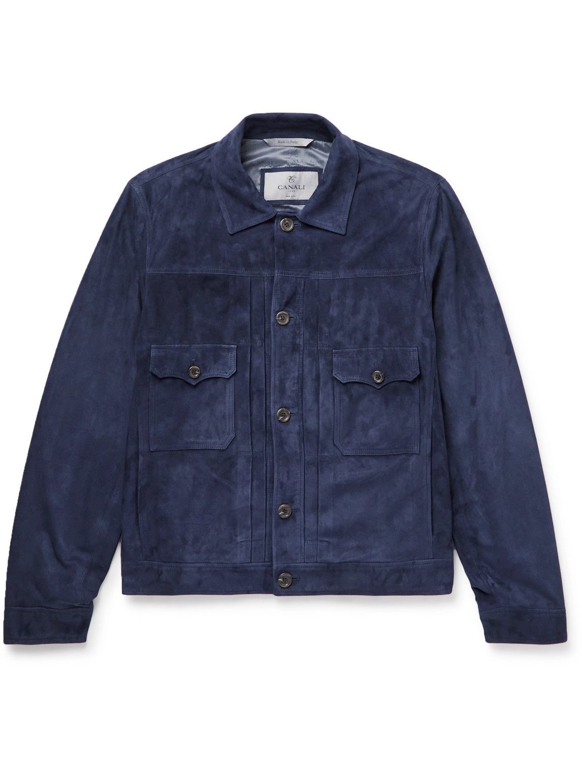 Canali - Suede Trucker Jacket - Blue Canali