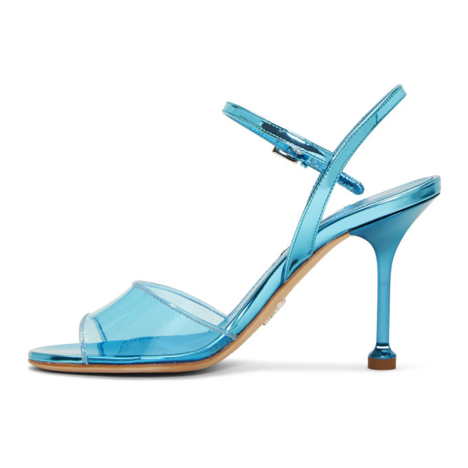 Prada Blue PVC Heeled Sandals Prada