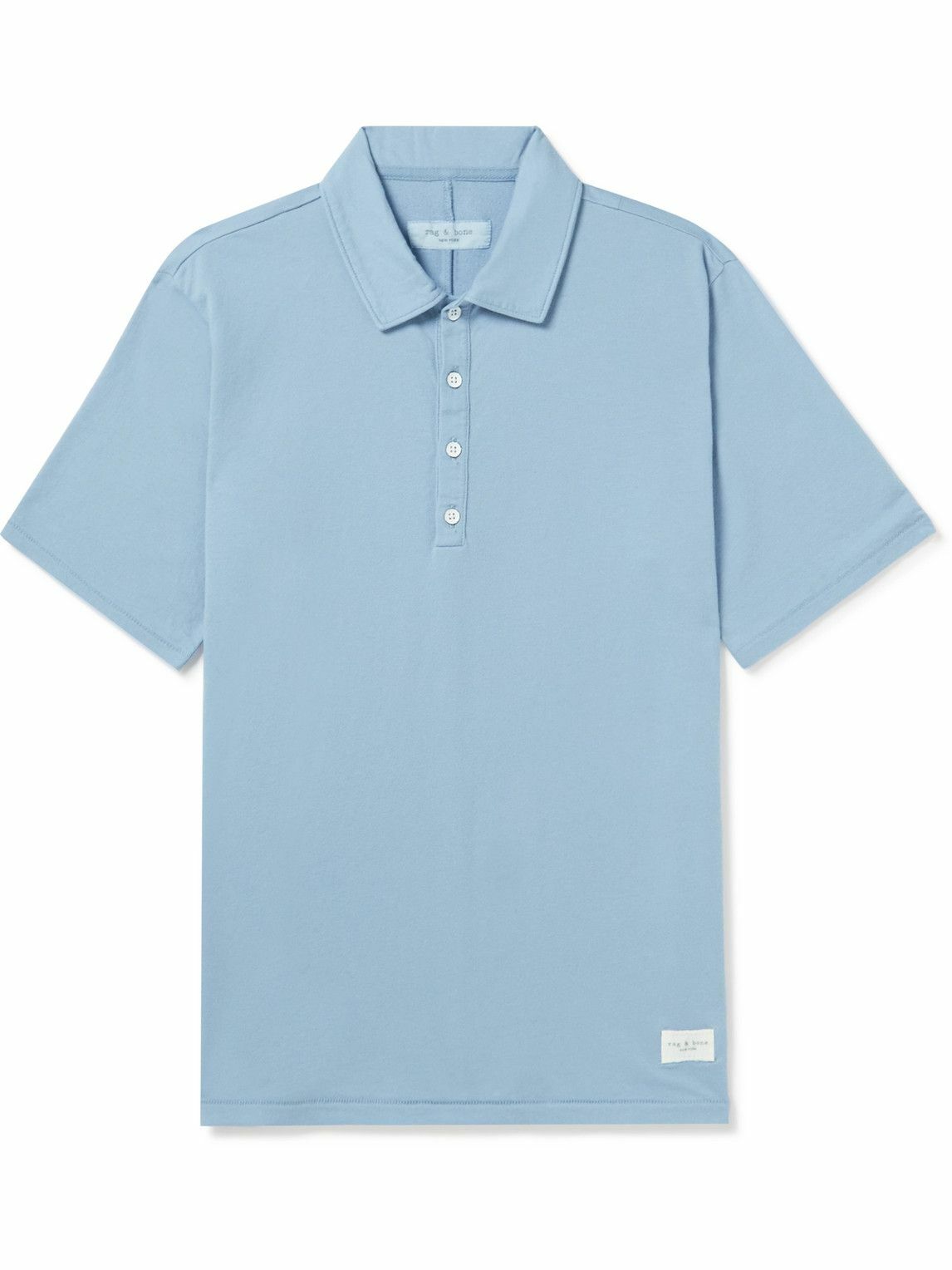Rag & Bone - Logo-Appliquéd Cotton-Jersey Polo Shirt - Blue Rag and Bone