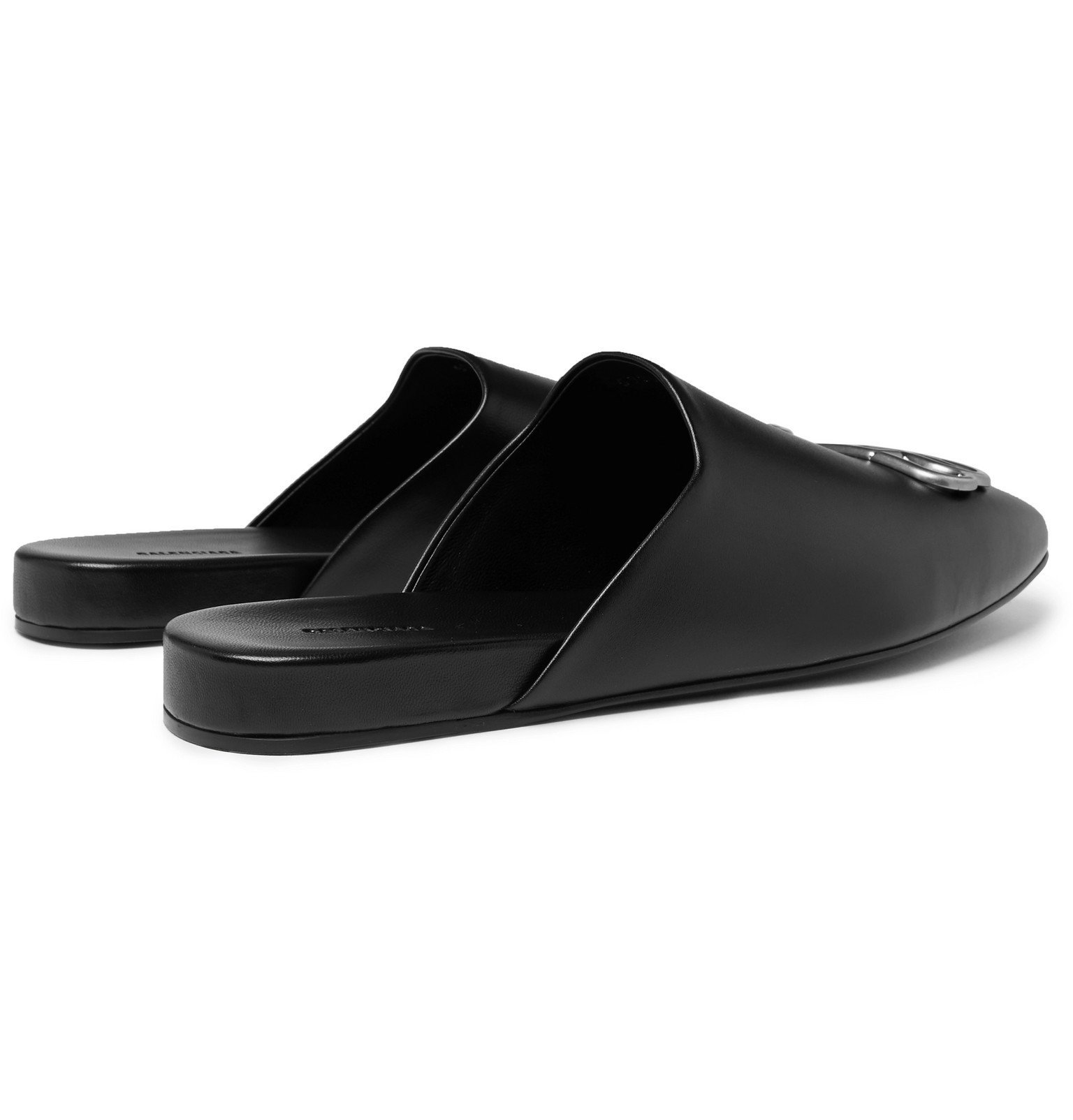 Balenciaga - Embellished Leather Backless Loafers - Black Balenciaga