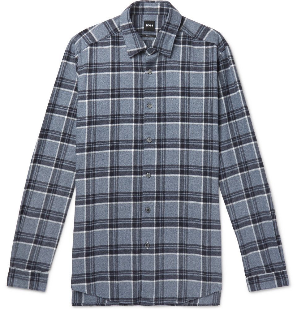 Hugo Boss - Checked Cotton-Flannel Shirt - Men - Blue Hugo Boss