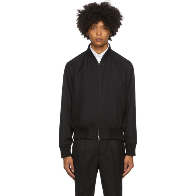 AMI Alexandre Mattiussi Black Zipped Bomber Jacket AMI Alexandre