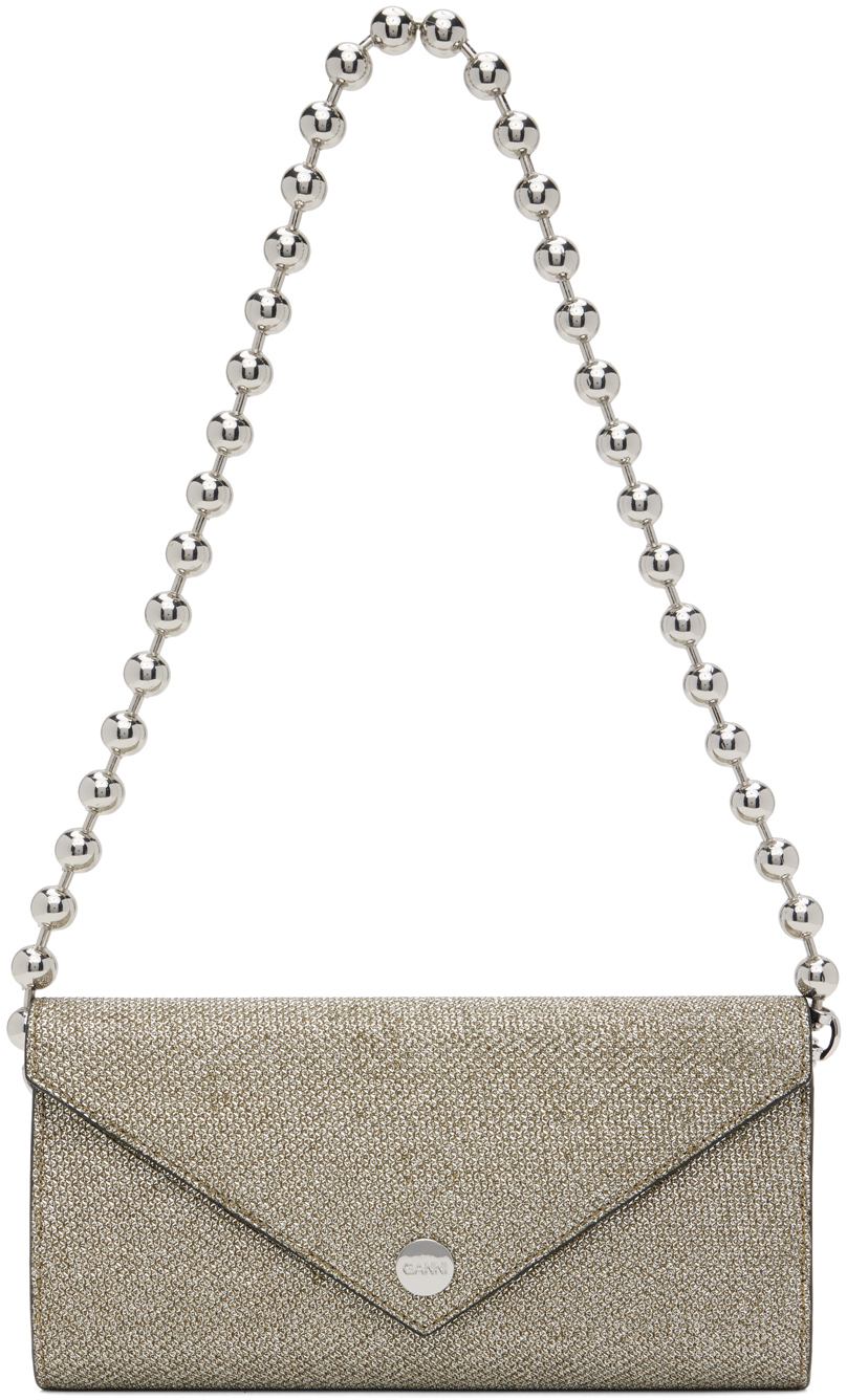 GANNI Gold Banner Envelope Chain Wallet GANNI