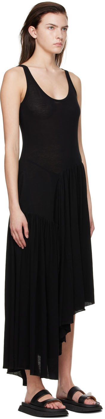 Yohji Yamamoto Black Cotton Midi Dress Yohji Yamamoto