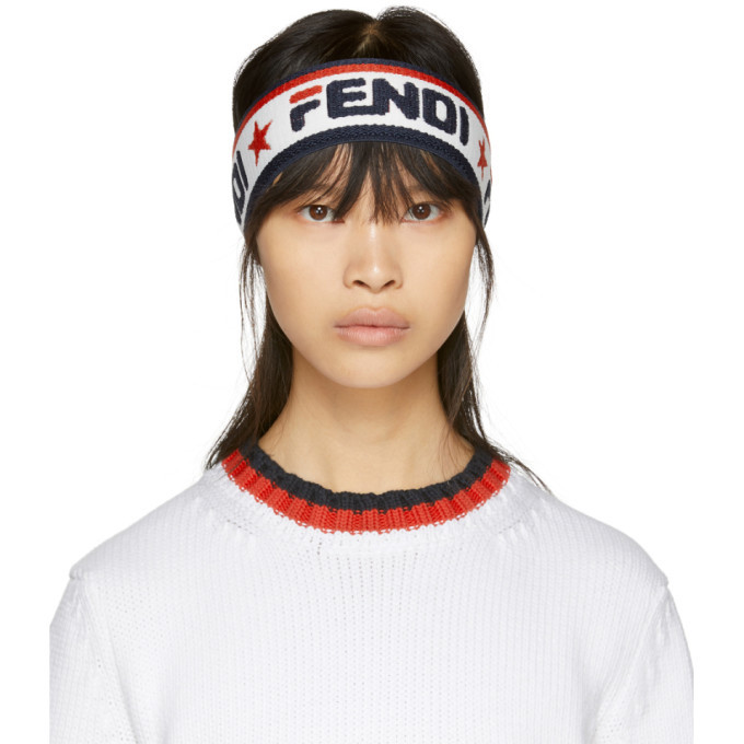 Fendi Navy and White Fendi Mania Headband Fendi
