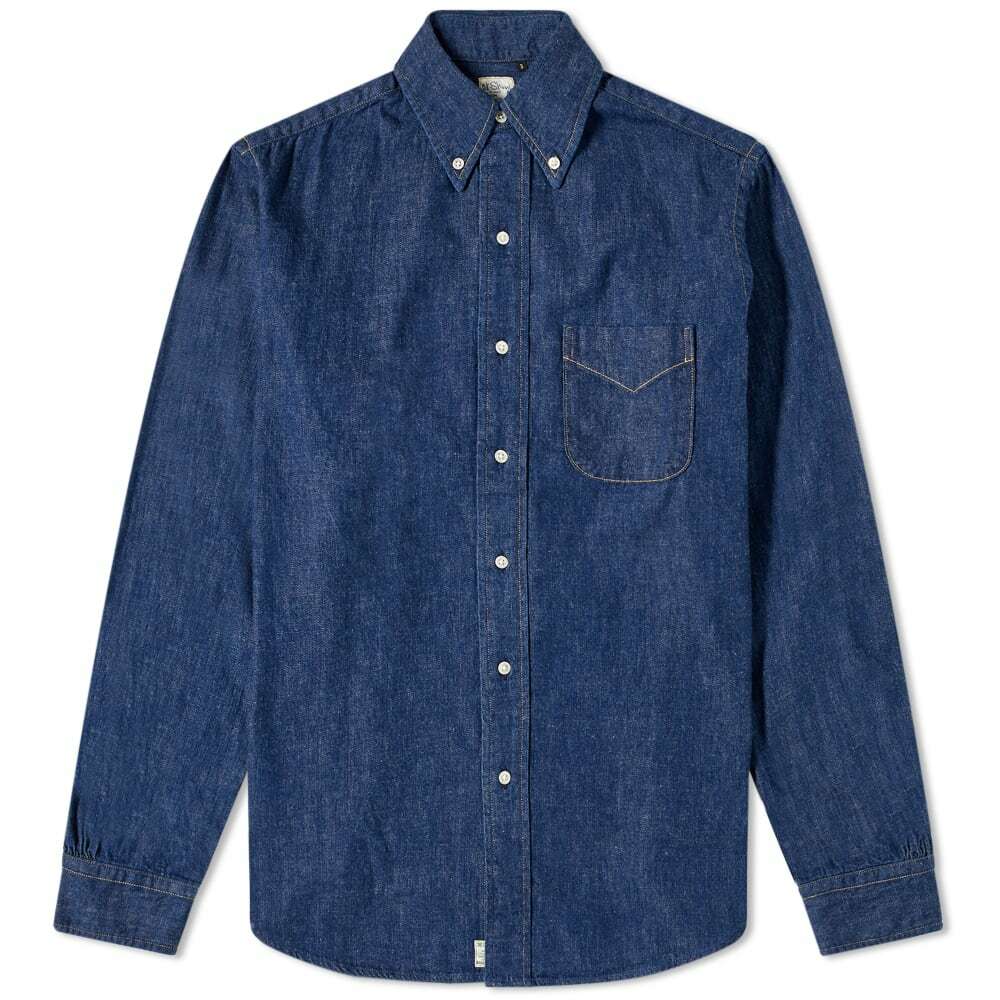 orSlow Men's Button Down Denim Shirt in One Wash orSlow