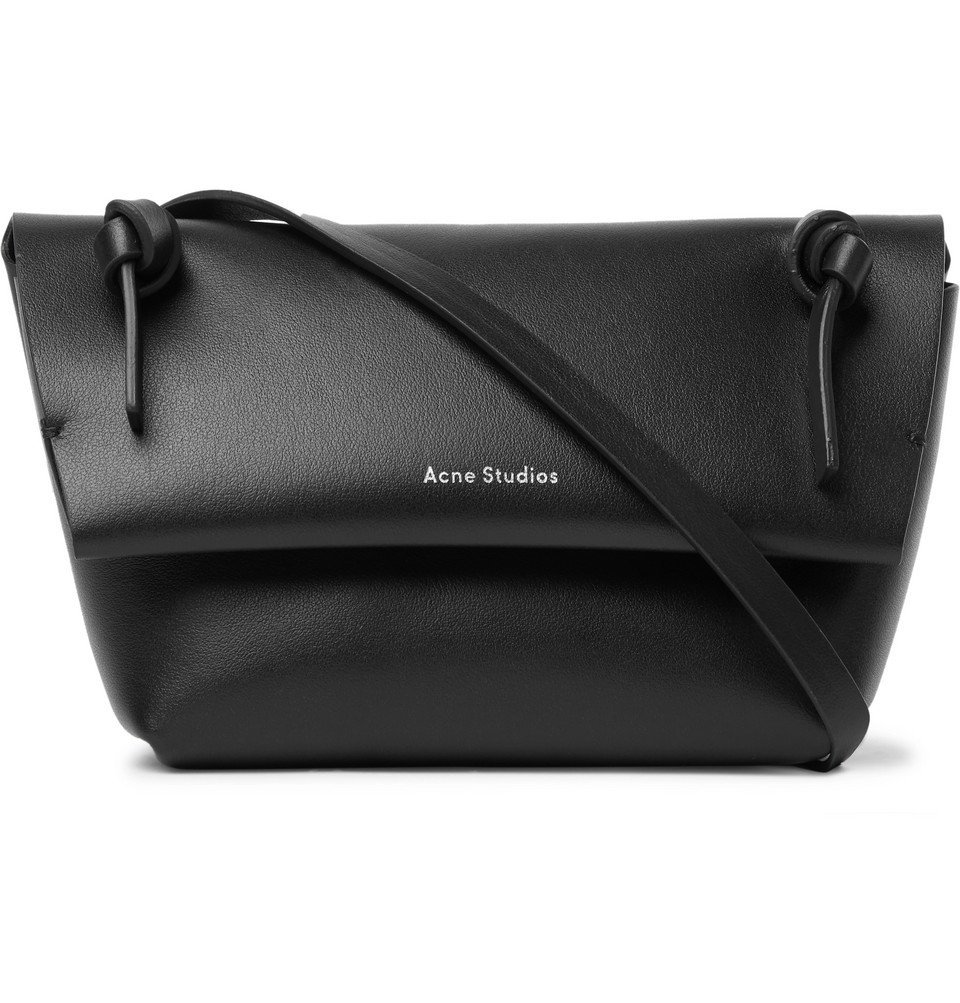 Acne Studios Mini LogoPrint Leather Messenger Bag Black Acne Studios