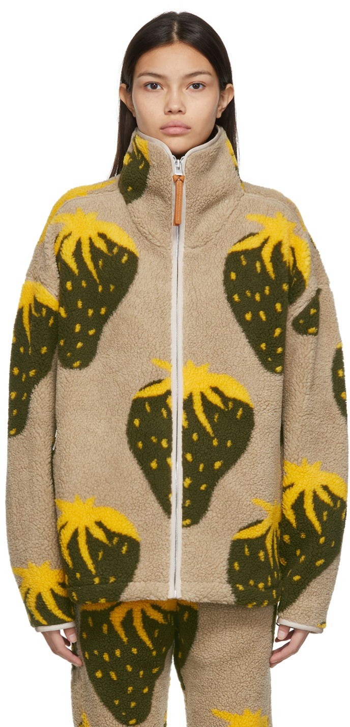 JW Anderson Beige Fleece Strawberry Zip 