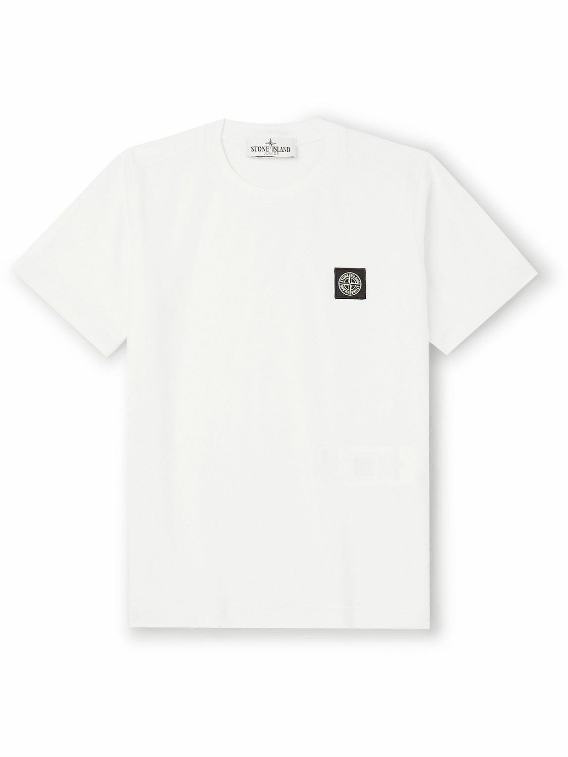 Stone Island Junior - Logo-Appliquéd Cotton-Jersey T-Shirt - White ...