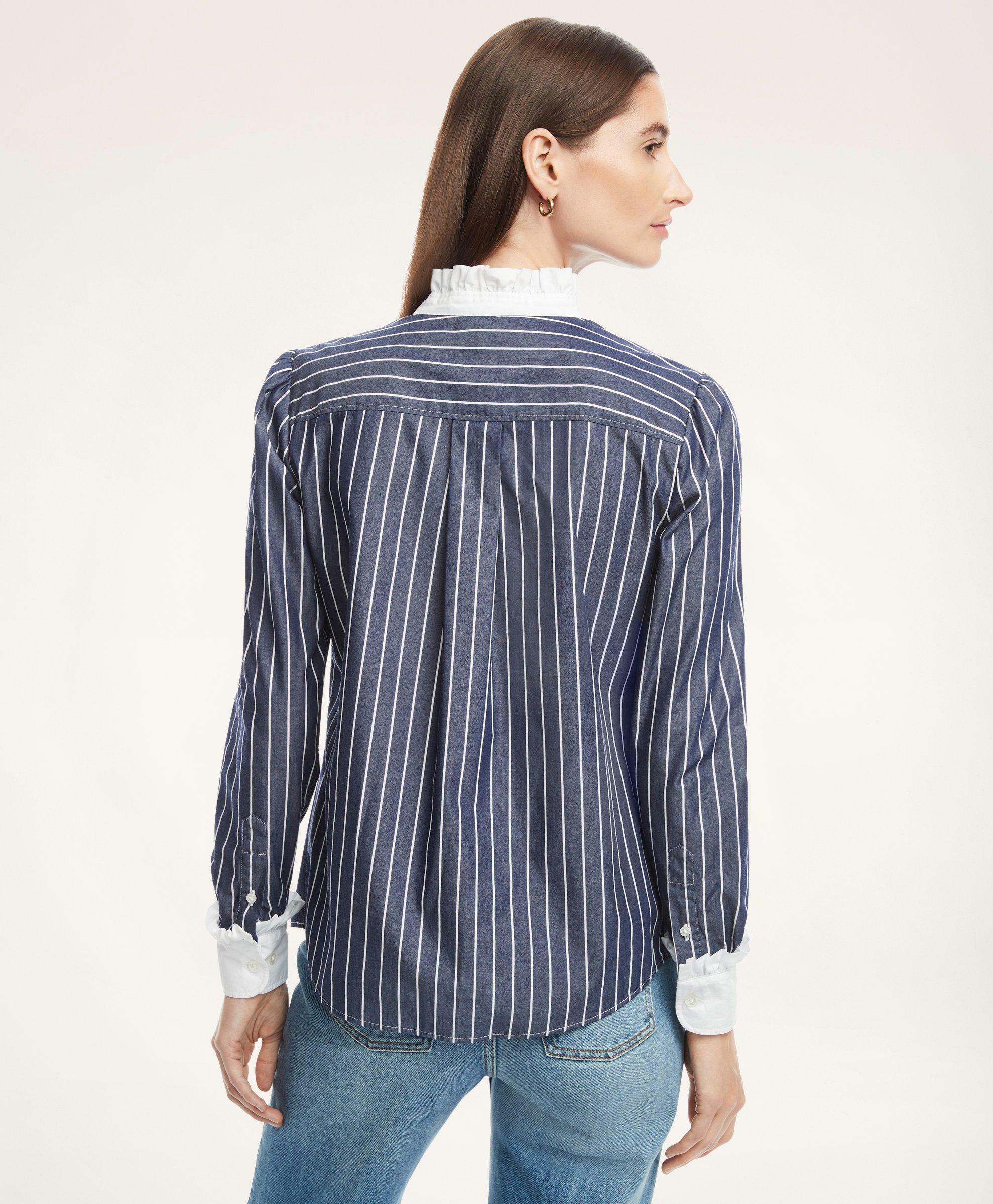 Brooks Brothers Women's Cotton Popover Blouse | Navy