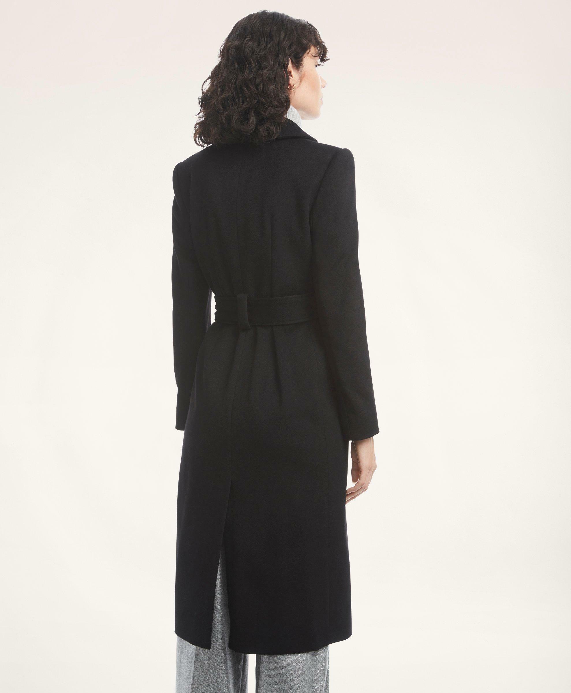 Brooks Brothers Women's Brushed Wool Twill Wrap Coat | Black