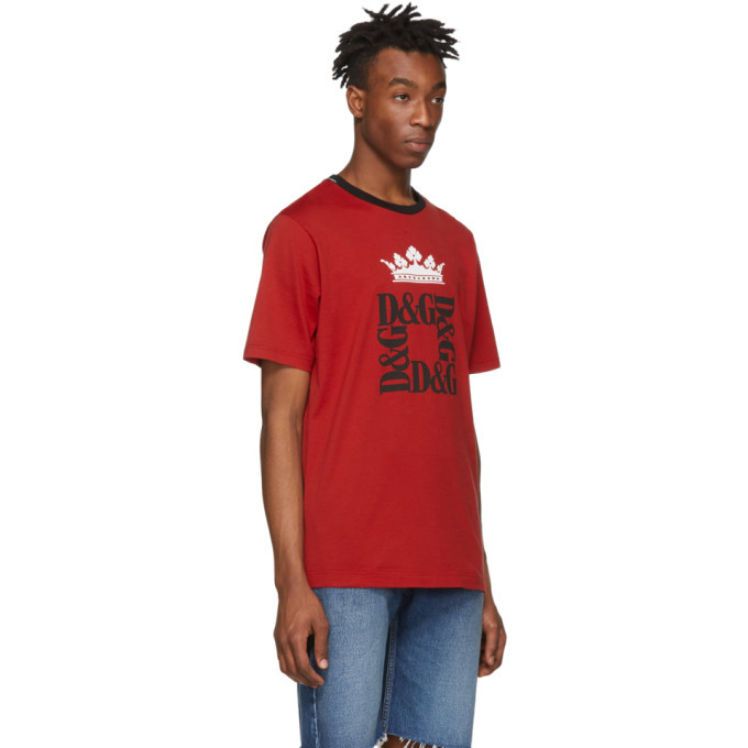 Dolce and Gabbana Red Crown Logo T-Shirt Dolce & Gabbana