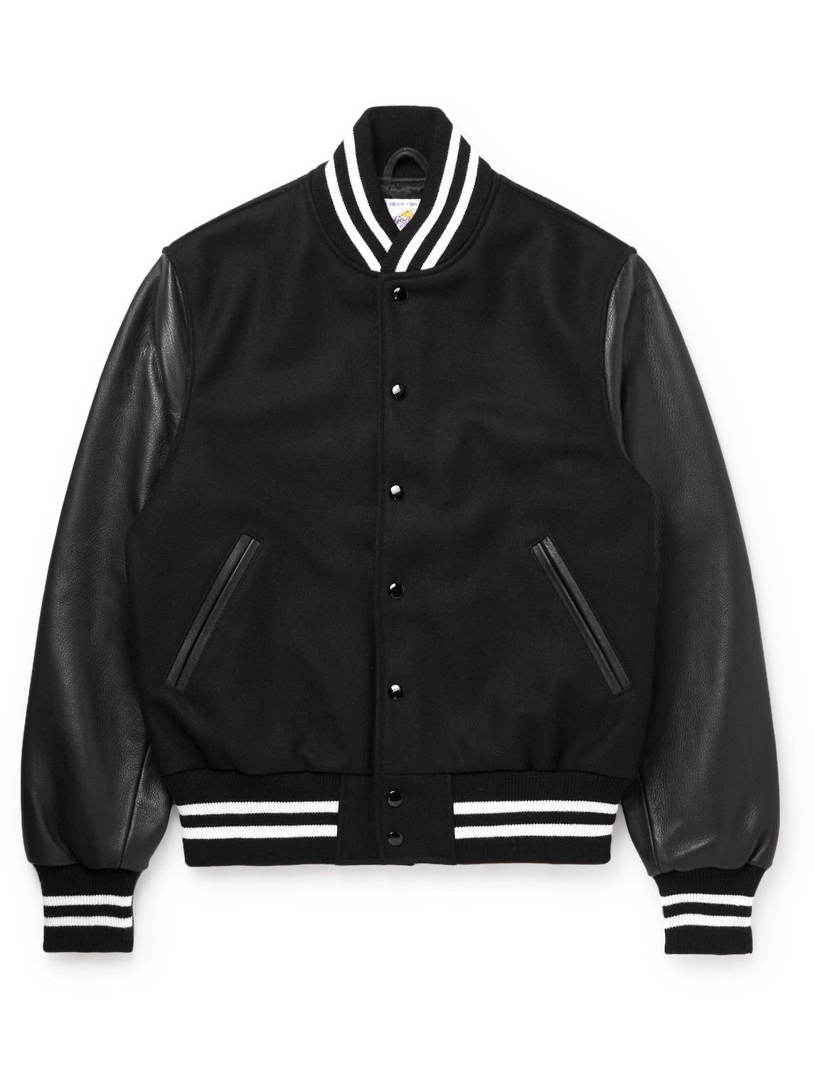 Golden Bear - The Albany Wool-Blend and Leather Bomber Jacket - Black ...