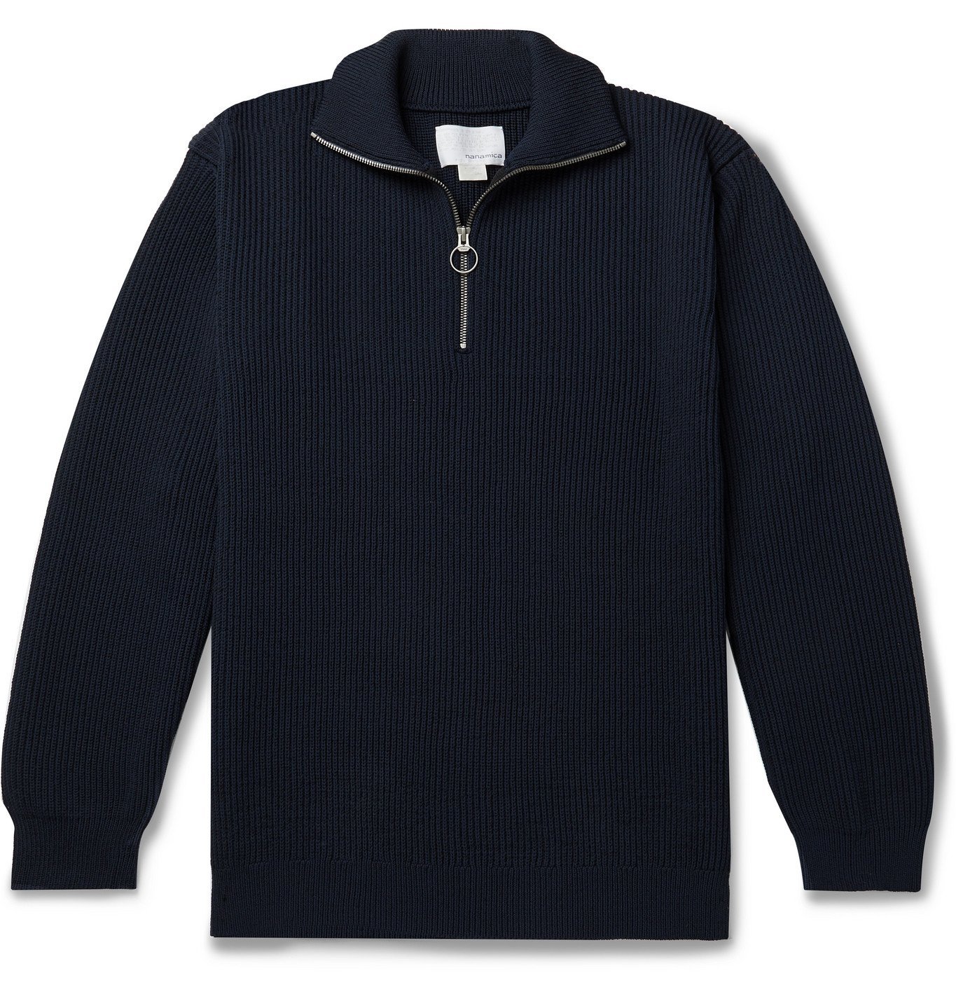 nanamica RibbedKnit HalfZip Sweater Blue Nanamica