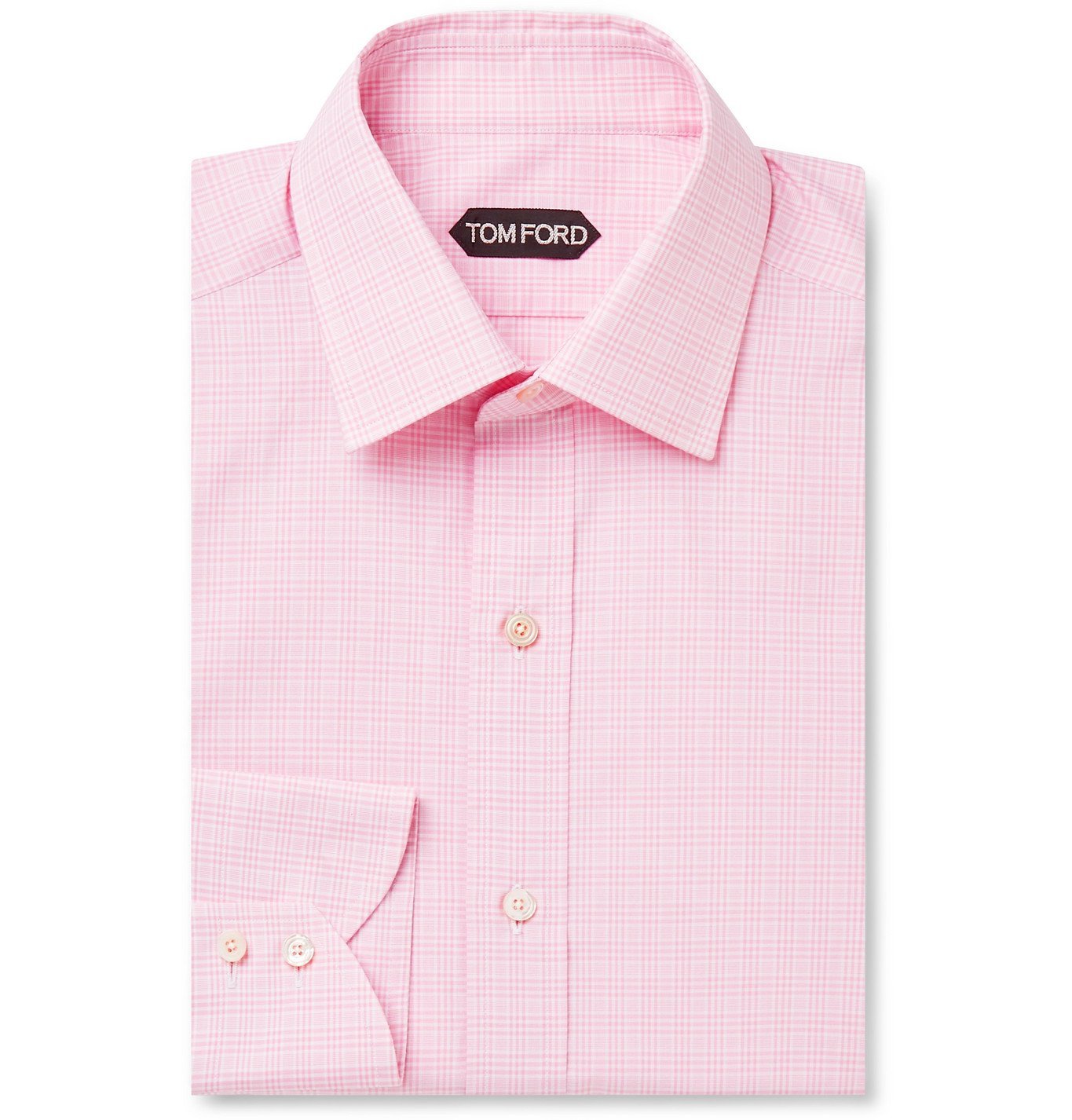 TOM FORD - Slim-Fit Prince of Wales Checked Cotton Shirt - Pink TOM FORD