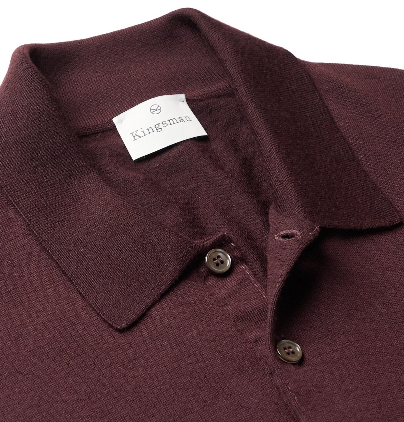 Kingsman - Knitted Cashmere Polo Shirt - Burgundy Kingsman