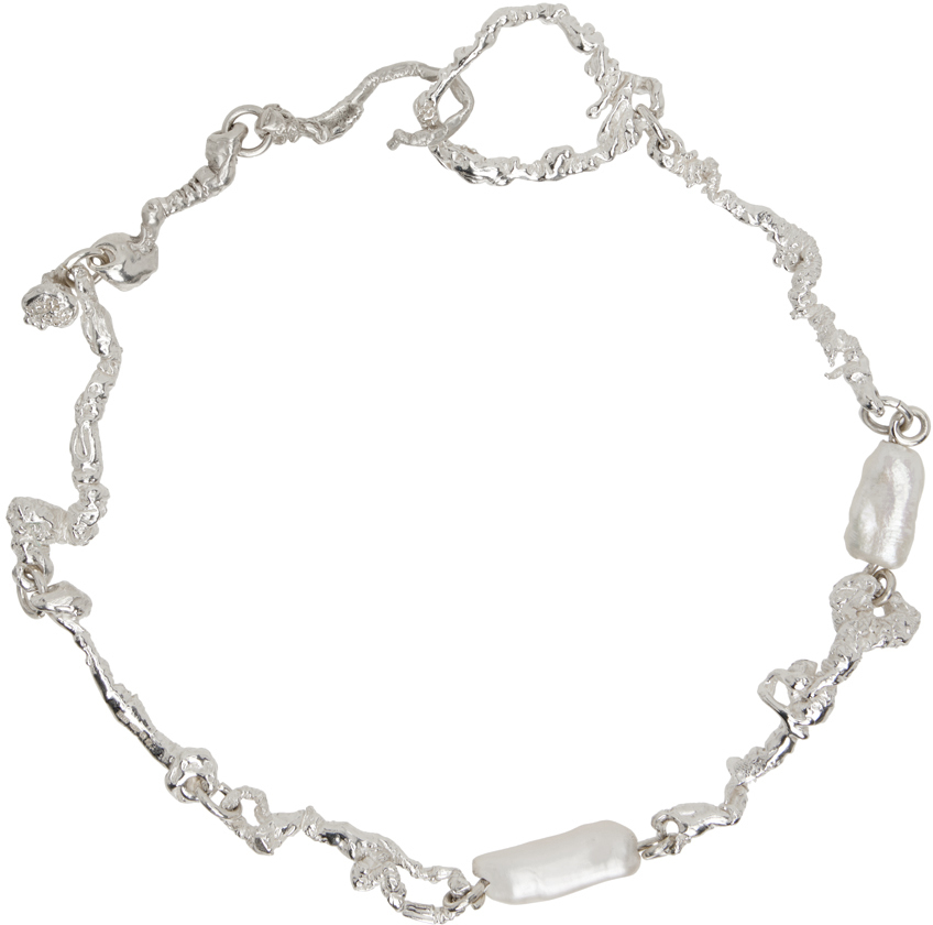 Photo: Rebekah Kosonen Bide SSENSE Exclusive Silver Bespoke Curdled Necklace