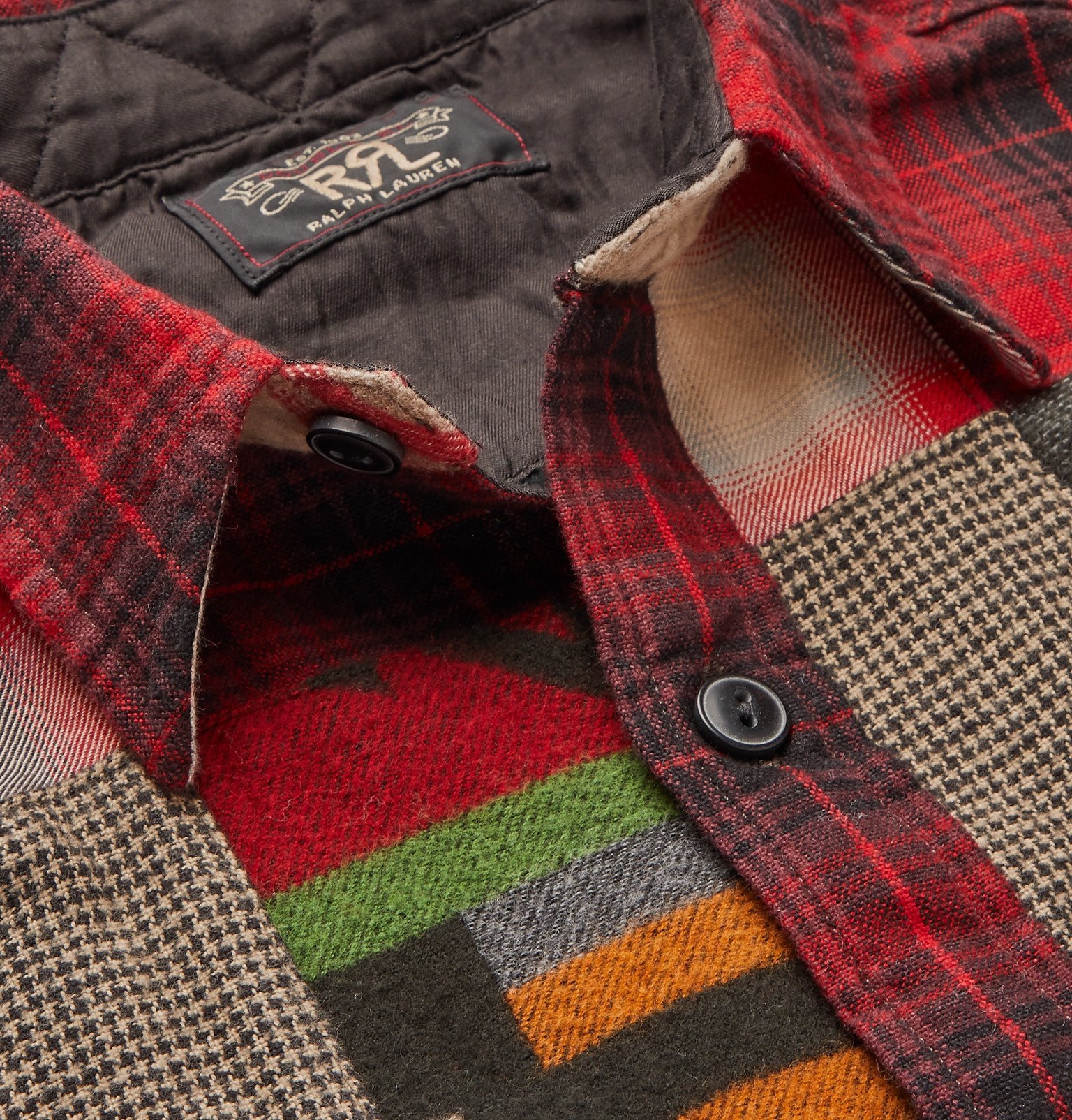 RRL - Patchwork Cotton and Wool-Blend Flannel Overshirt - Red RRL