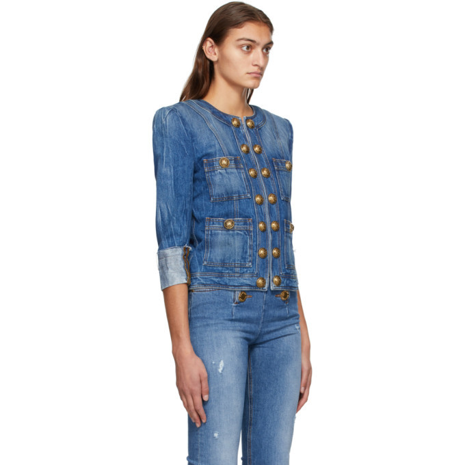 Balmain Blue Denim Vintage Collarless 