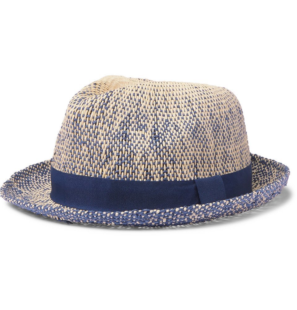 Grosgrain-Trimmed Mélange Straw Trilby 