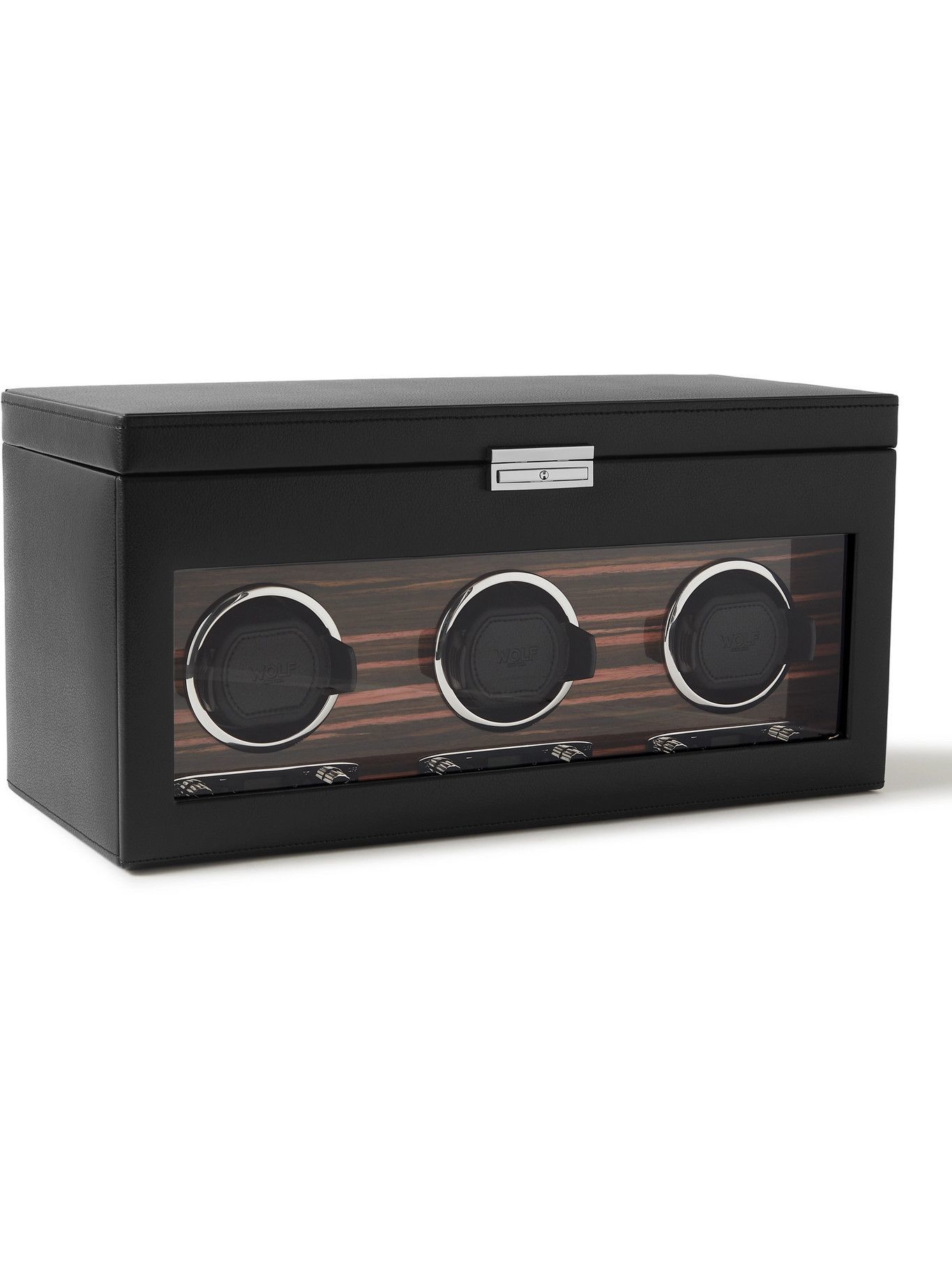 WOLF Roadster FullGrain Vegan Leather Triple Watch Winder Black