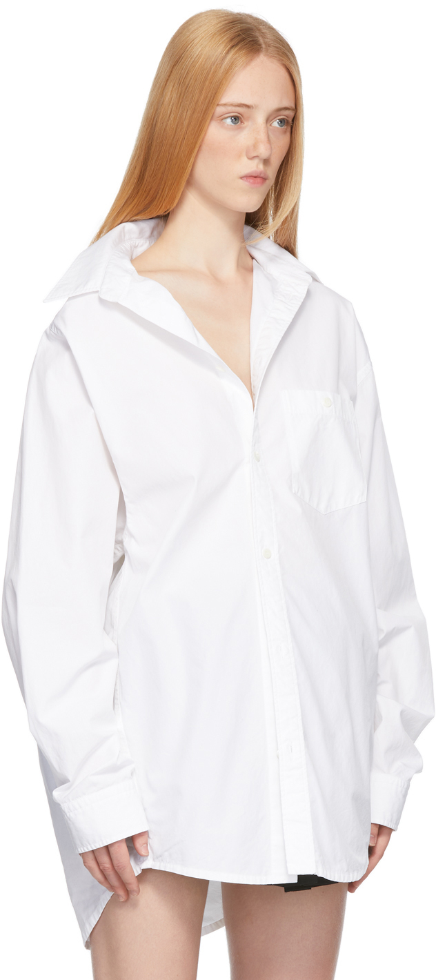 Balenciaga White Poplin Off-Shoulder Shirt Balenciaga