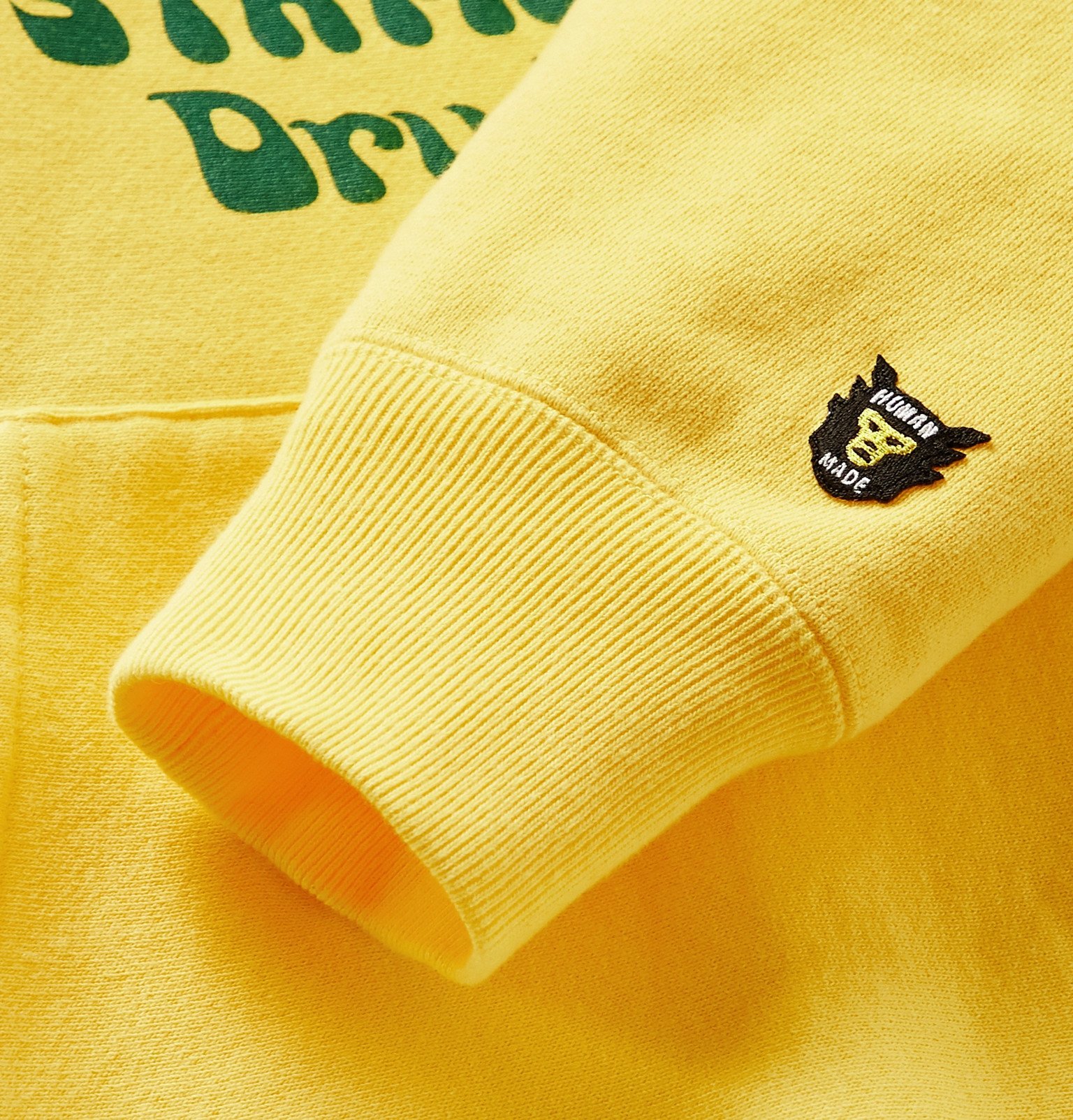 Human Made - Logo-Print Fleece-Back Cotton-Jersey Hoodie - Yellow Human ...