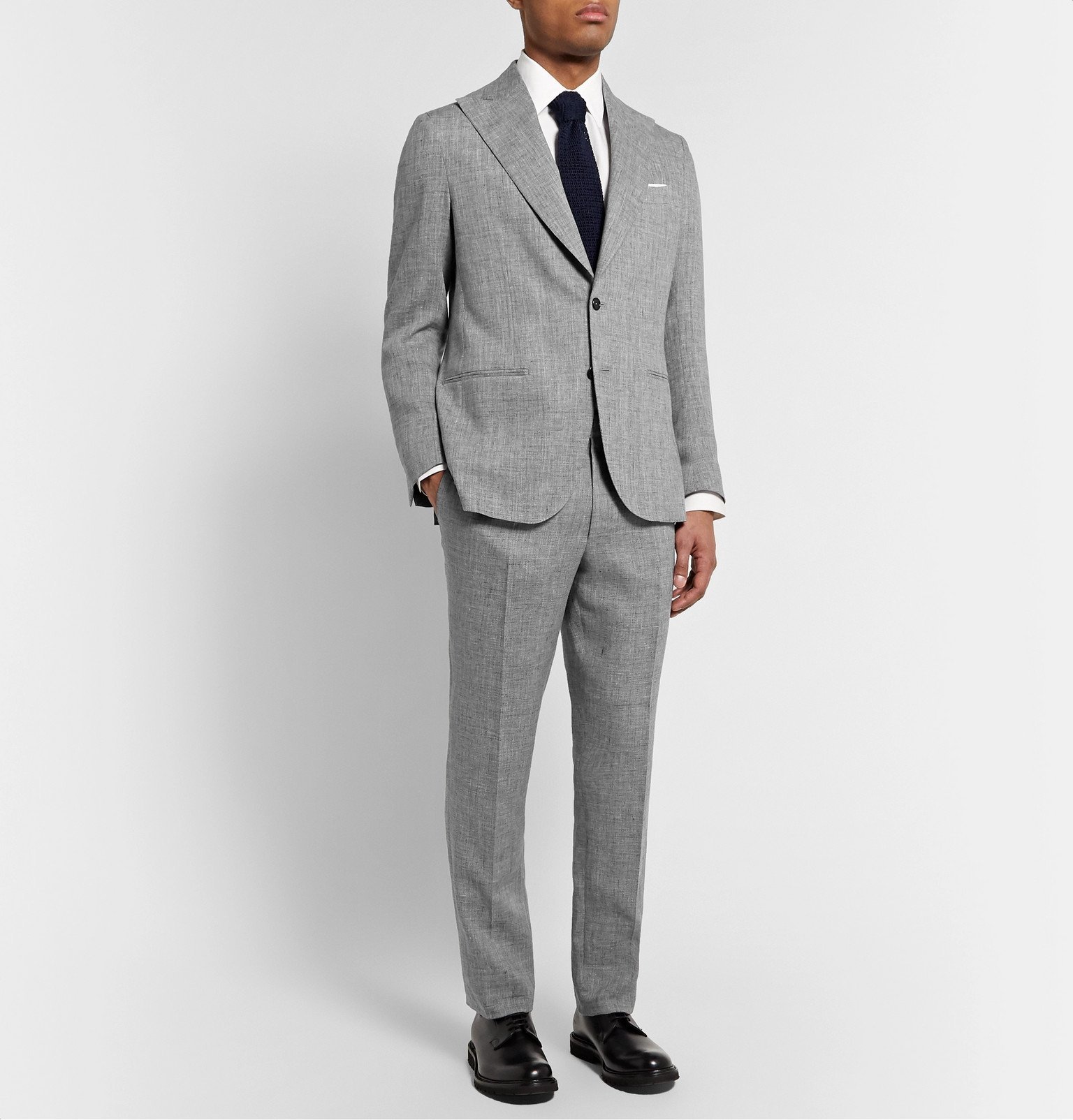 De Petrillo - Mergellina Slim-Fit Mélange Linen Suit Jacket - Gray De ...