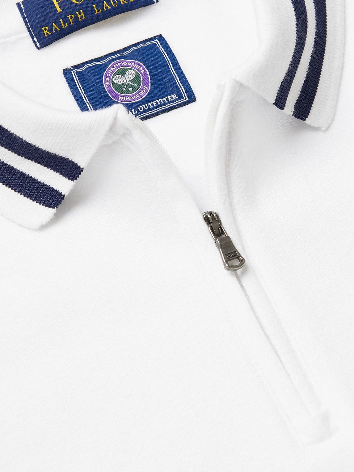 Polo Ralph Lauren - Wimbledon Logo-Embroidered Cotton-Blend Half-Zip Sweatshirt - White