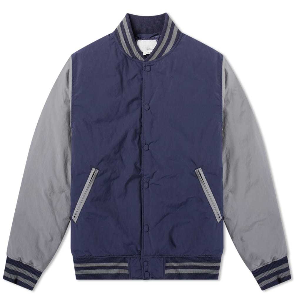 Nanamica Down Varsity Jacket Navy & Grey Nanamica