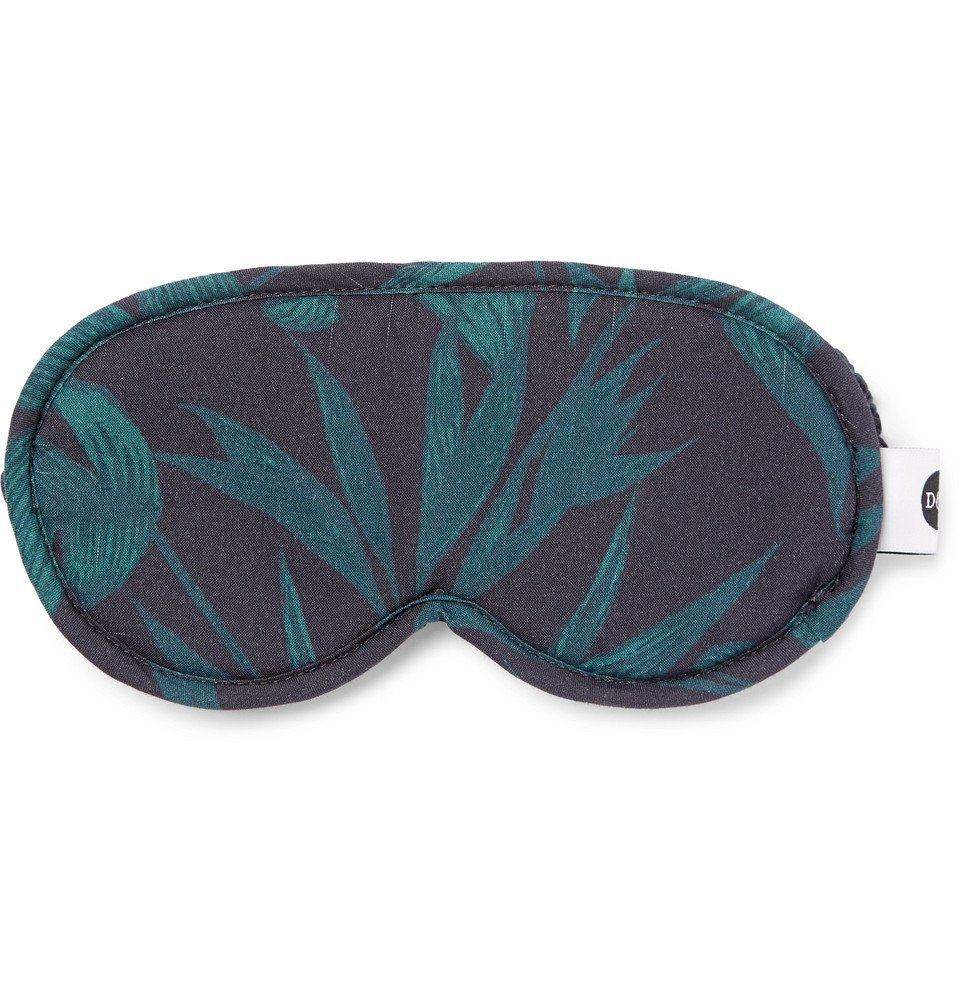 Desmond & Dempsey Byron Printed Cotton Eye Mask Men Green Desmond