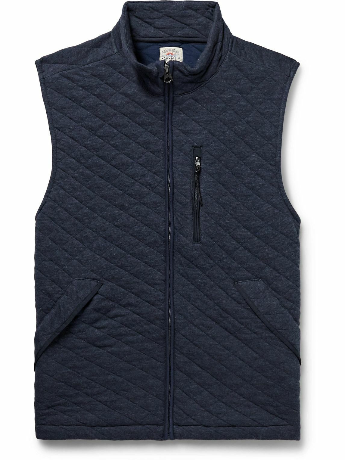 Faherty Epic Quilted CottonBlend Jersey Gilet Blue Faherty