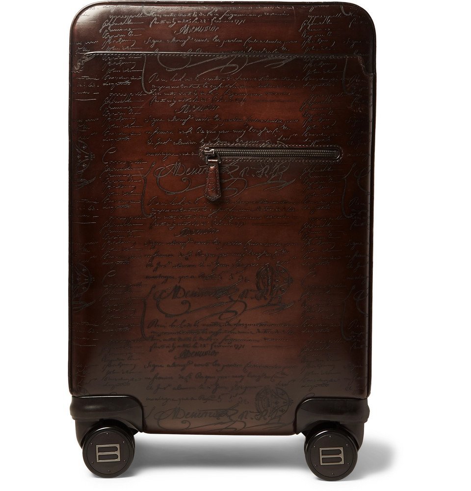 Berluti - Formula 1004 Scritto Leather Rolling Suitcase - Men - Dark ...