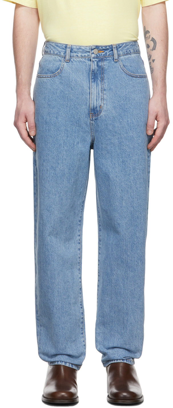 AMOMENTO Blue Recycled Cotton Round Jeans AMOMENTO