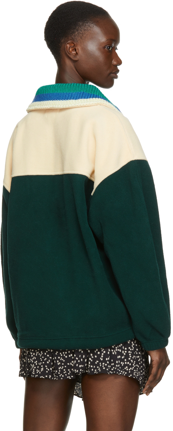 Isabel Marant Etoile Green & Off-White Malti Fleece Jacket