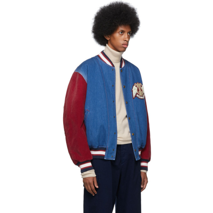 blue gucci bomber jacket