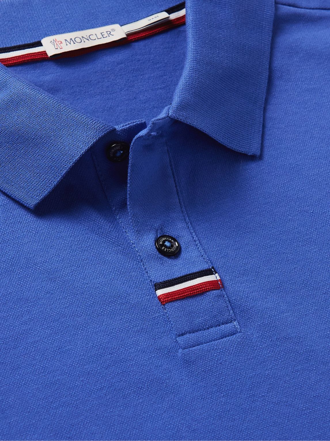 Mens Clothing T-shirts Polo shirts Moncler Logo-appliquéd Stretch-cotton Jersey Polo Shirt in Blue for Men 