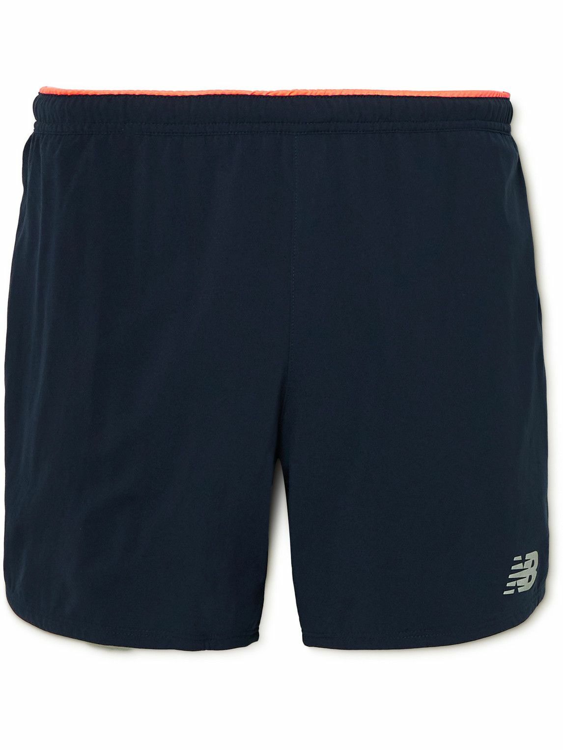 Photo: New Balance - Graphic Impact Run Slim-Fit Printed Recycled NB DRY Shorts - Blue